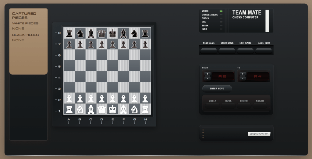 Screenshot of DomDeepBlue chess board